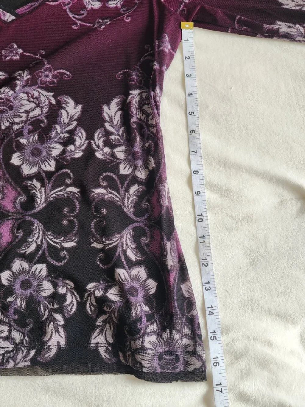 Y2K Axcess Purple Floral Women's L Fairycore Sheer Mesh Top - FLAW - Picture 8 of 15